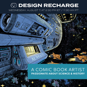 Episode 308. Airs August 7, 2019. André Caetano is a comic book artist, an illustrator, a designer, and an entrepreneur from Portugal. He has found a unique niche, and has found a way to connect with clients. He's also a long-time member of the Design Recharge Family
