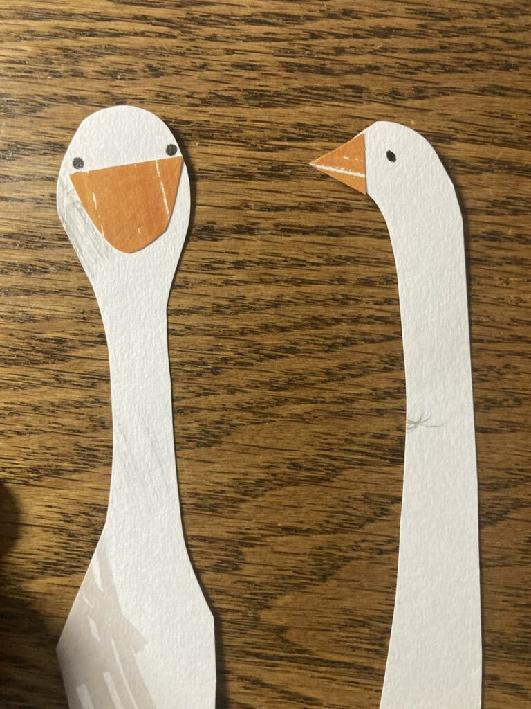 favorite geese heads. in process paper cut out