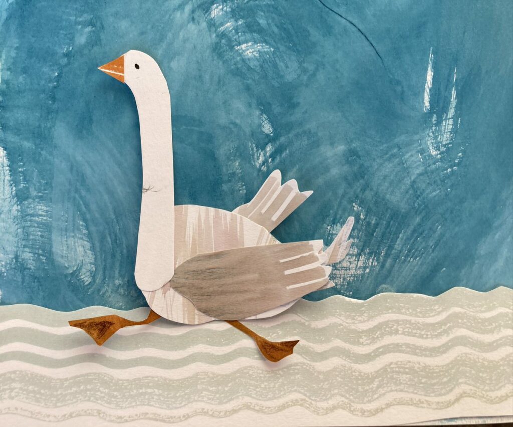 swimming goose paper cut out
