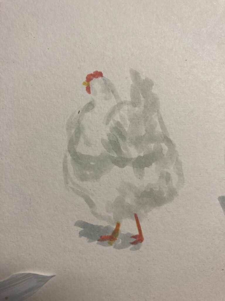 chicken walking away drawing