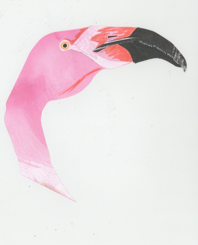 flamingo head, paper cut out